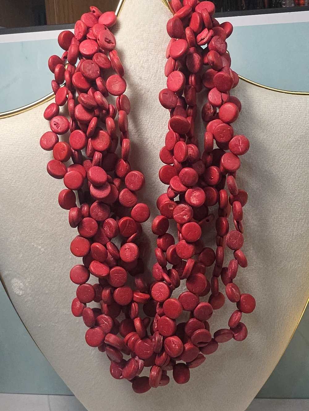 Bold Red Multi-Strand Beaded Necklace - Women Jewelry